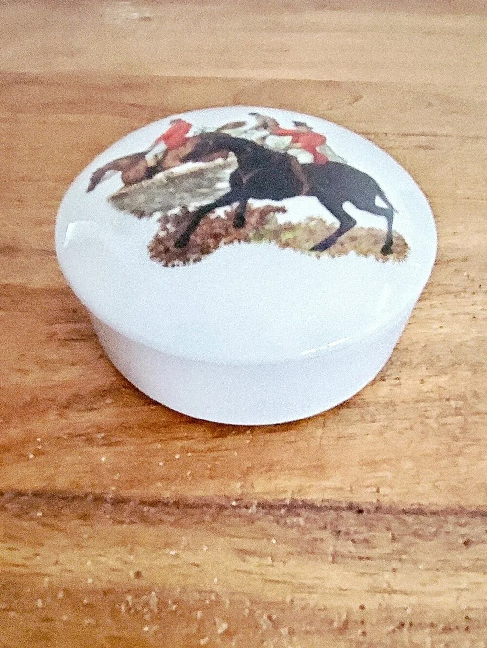 Vintage The Huntsman Equestrian Porcelain Trinket Box English Country